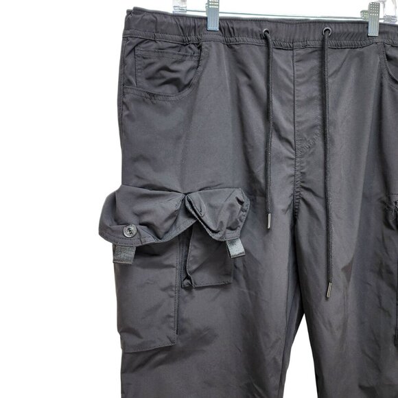 Mens Decibel 2XL Black Cargo Jogger Pants With Elastic Waist & Ankle Cuffs - Picture 9 of 16